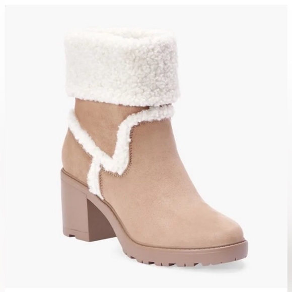 Just Fab Taupe Ellie Trim Supra Trim Lug Sole Boots - Picture 1 of 11